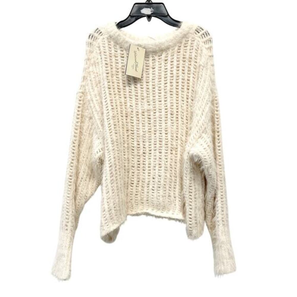 Universal Thread Women's Crewneck Openwork Pullover Sweater Cream Size XL - Picture 2 of 6